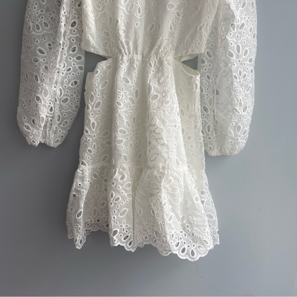 Lucy Paris Faith Cut Out White Eyelet Lace Mini Dress - Picture 8 of 12